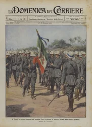 In Tripoli, the Solemn Presentation of the Gold Medal to the Glorious 84th Infantry, the Kiss of the Awarded Flag